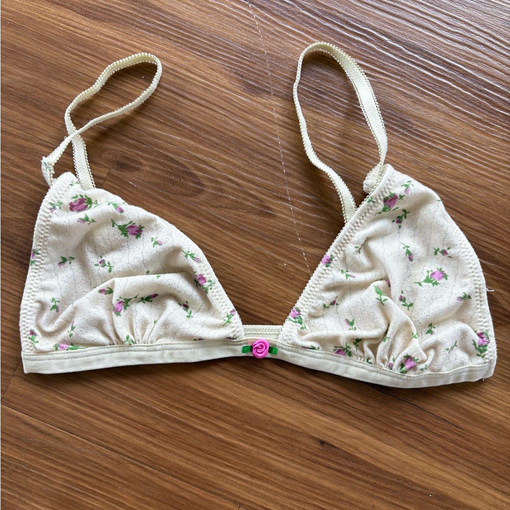 Urban Outfitters Cream Floral Bralette